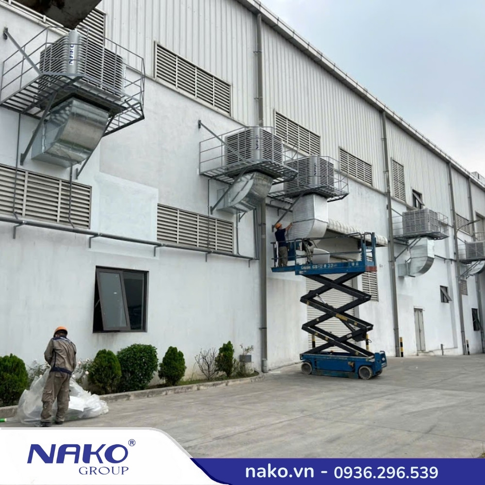 Ứng dụng của máy làm mát công nghiệp NAKO 50.000 m³/h Thổi Xuống