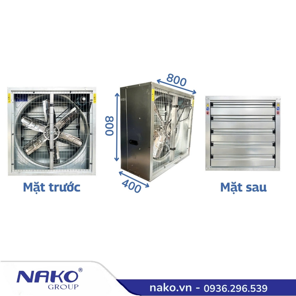 Thông số kỹ thuật của Quạt thông gió công nghiệp NAKO 800x800